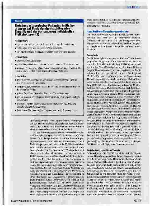 Vorschauseite 5: Prophylaxe tiefer Beinund Beckenvenenthrombose