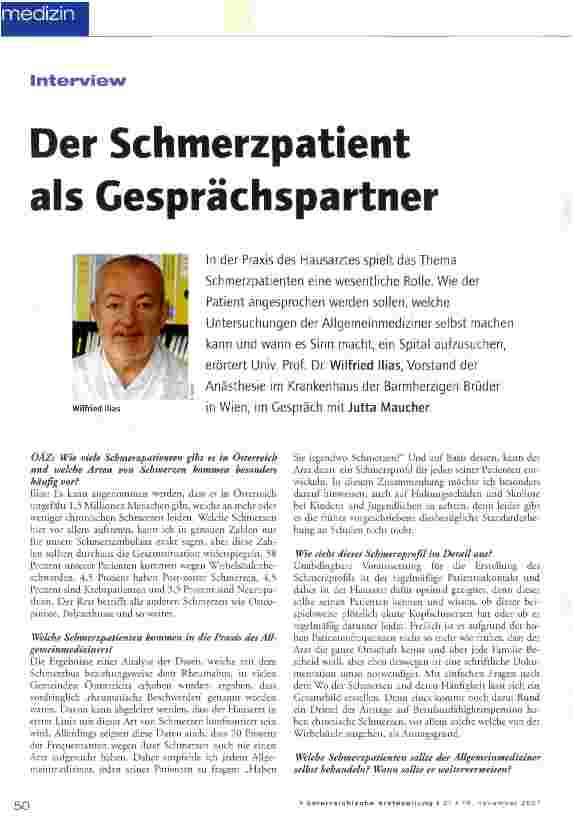 Vorschauseite 1: Der Schmerzpatient als Gesprächspartner