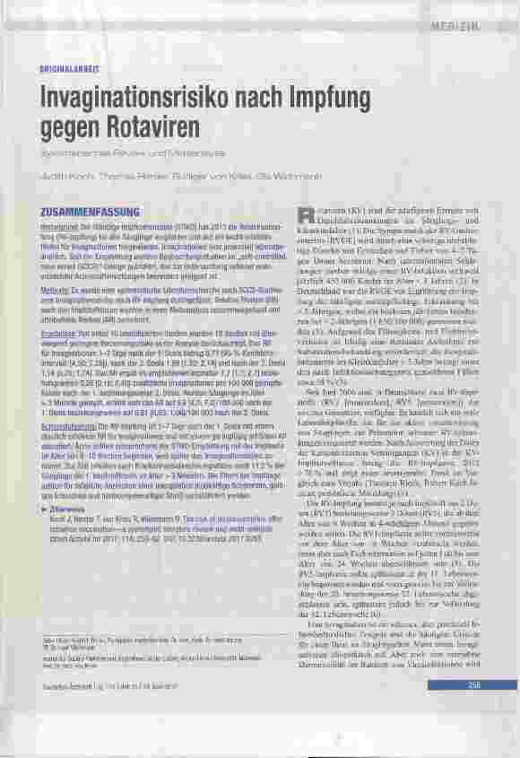 Vorschauseite 1: Invaginationsrisiko nach Impfung gegen Rotaviren