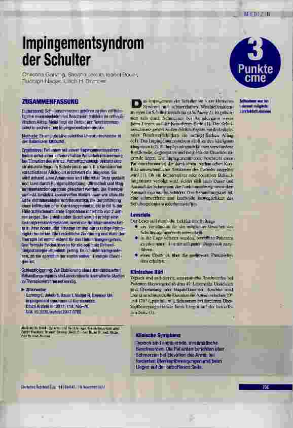 Vorschauseite 1: Impingementsyndrom der Schulter