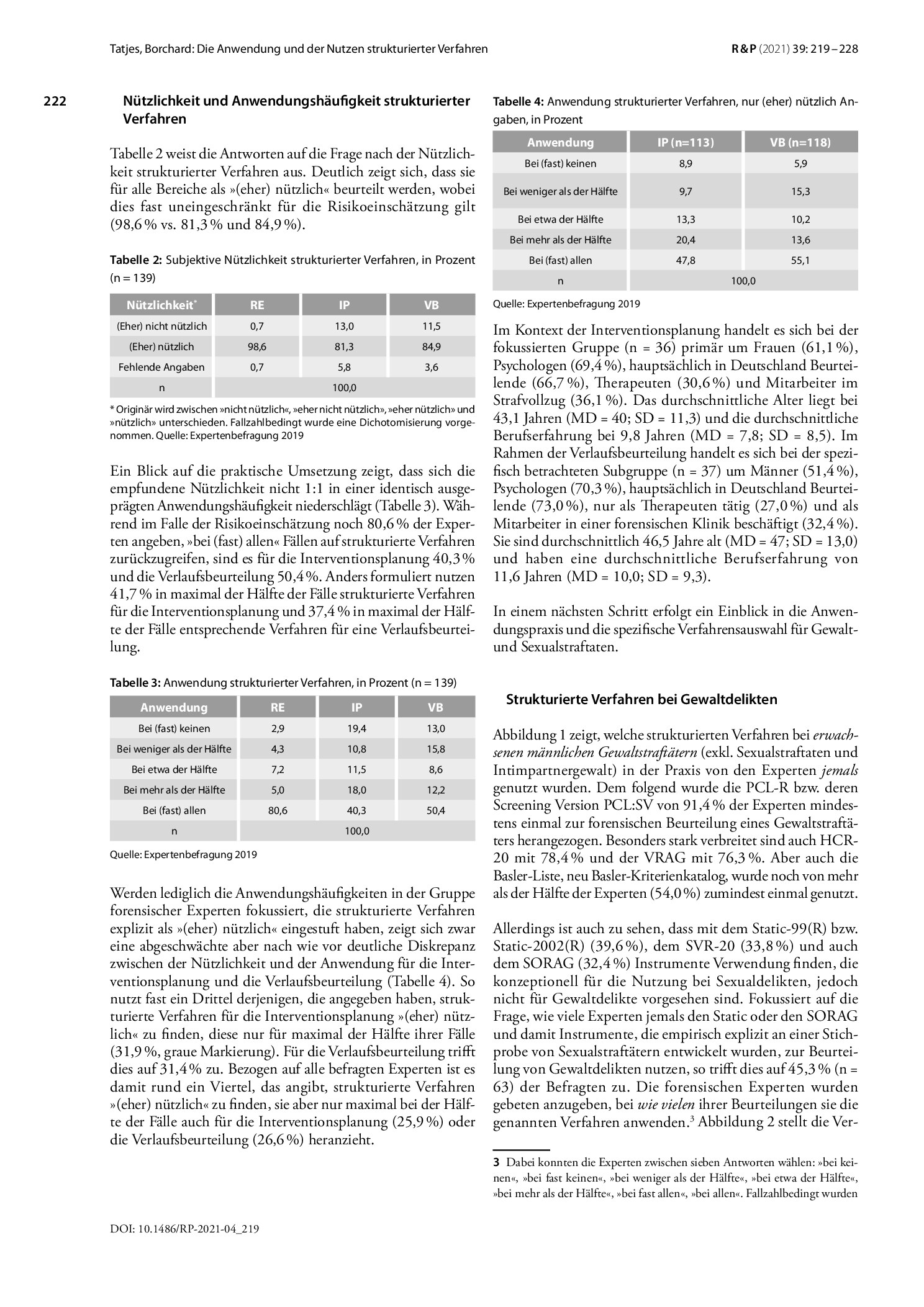 Vorschauseite 4: Die Anwendung und der Nutzen strukturierter Verfahren. Ein empirischer Blick in die forensische Praxis