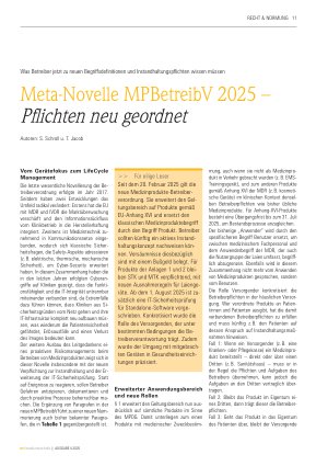 Vorschauseite 1: Meta-Novelle MPBetreibV 2025 – Pflichten neu geordnet