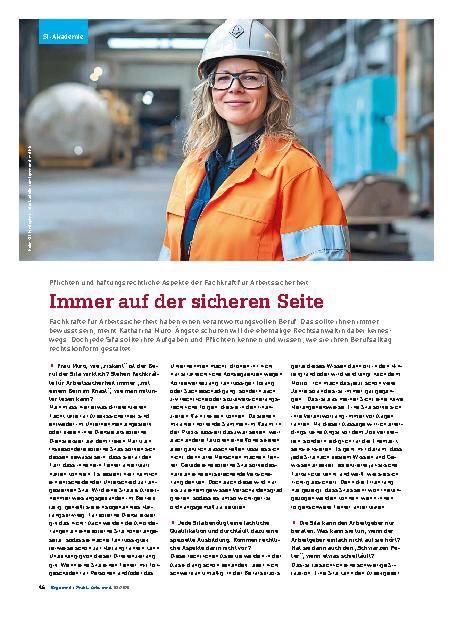 Vorschauseite 1: Pflichten und haftungsrechtliche Aspekte der Fachkraft für Arbeitssicherheit Immer auf der sicheren Seite