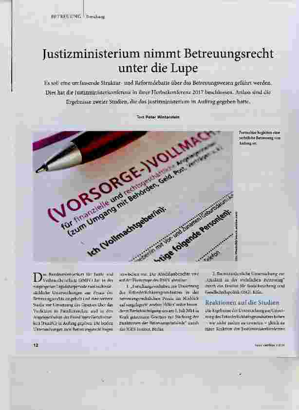 Vorschauseite 1: Justizministerium nimmt Betreuungsrecht unter die Lupe