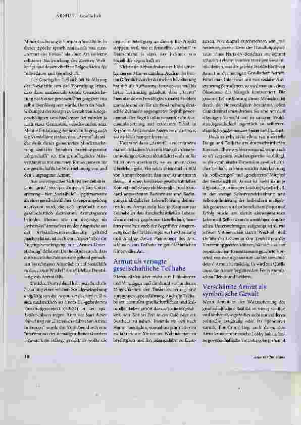 Vorschauseite 2: Armut eine verdrängte gesellschaftliche Realität