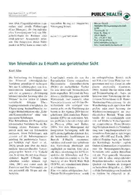 Vorschauseite 3: Pflege - Medizinische Versorgungszentren (MVZ) für ältere Patienten