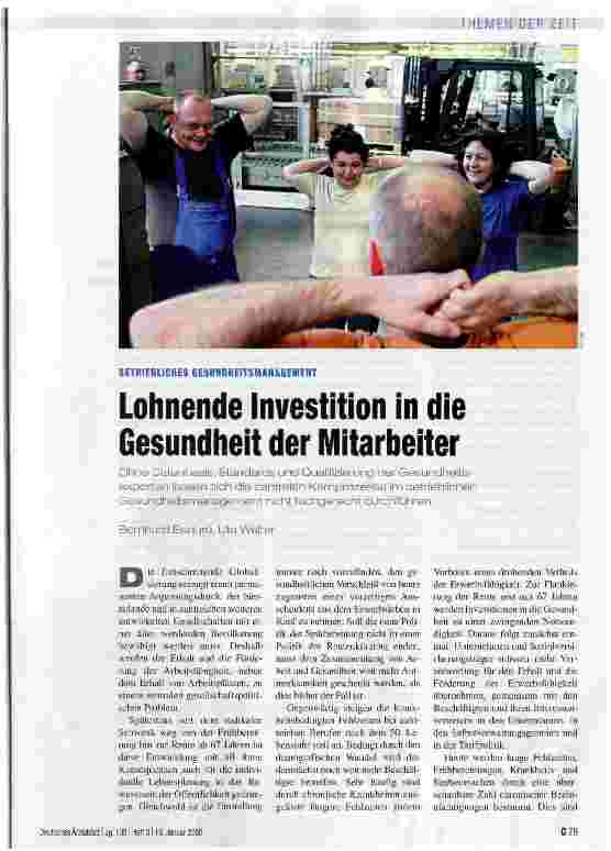 Vorschauseite 1: Lohnende Investition in die Gesundheit der Mitarbeiter