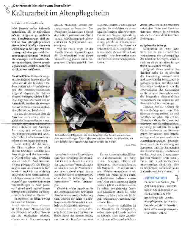 Vorschauseite 1: Kulturarbeit im Altenpflegeheim
