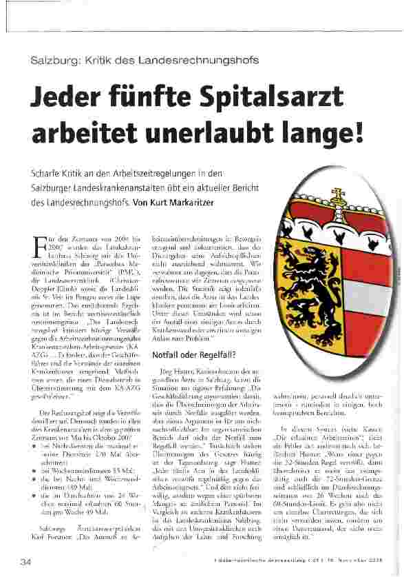 Vorschauseite 1: Jeder fünfte Spitalsarzt arbeitet unerlaubt lange!