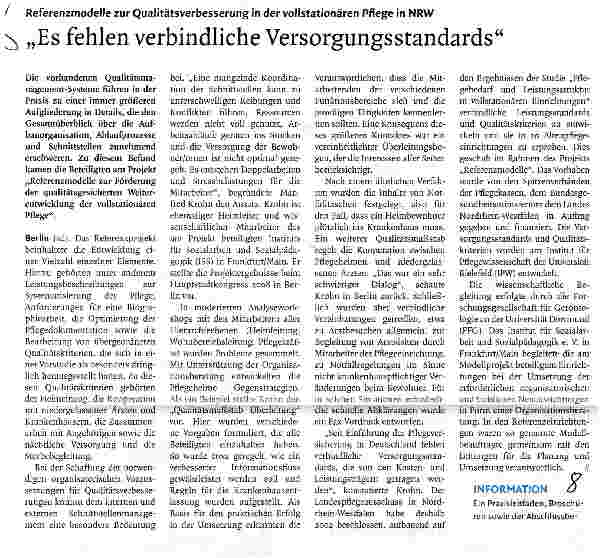 Vorschauseite 1: Es fehlen verbindliche Versorgungsstandards