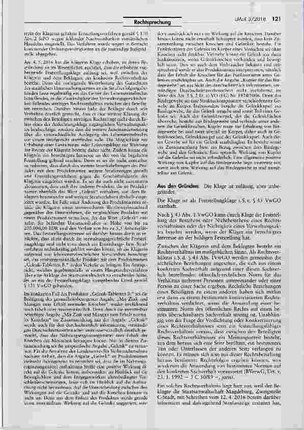 Vorschauseite 2: Irreführung durch Bezeichnung „Gelenk- Tabletten für NahrungsergänzungsmittelVO (EU) Nr. 432/2012; AEUV Art. 288 Abs. 4; VO (EG) Nr. 1924/2006 Art. 1 Abs. 3, Art. 3 S. 2 lit. a),A…