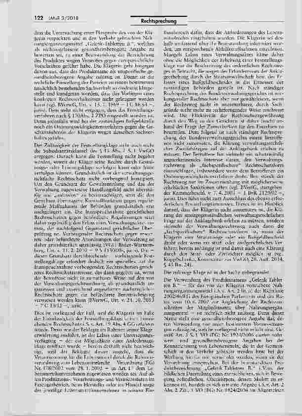 Vorschauseite 3: Irreführung durch Bezeichnung „Gelenk- Tabletten für NahrungsergänzungsmittelVO (EU) Nr. 432/2012; AEUV Art. 288 Abs. 4; VO (EG) Nr. 1924/2006 Art. 1 Abs. 3, Art. 3 S. 2 lit. a),A…
