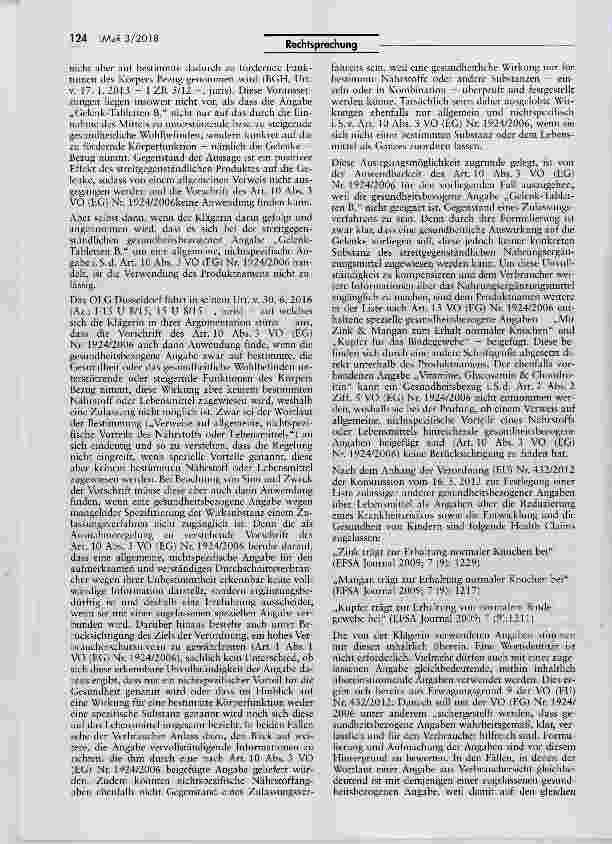 Vorschauseite 5: Irreführung durch Bezeichnung „Gelenk- Tabletten für NahrungsergänzungsmittelVO (EU) Nr. 432/2012; AEUV Art. 288 Abs. 4; VO (EG) Nr. 1924/2006 Art. 1 Abs. 3, Art. 3 S. 2 lit. a),A…