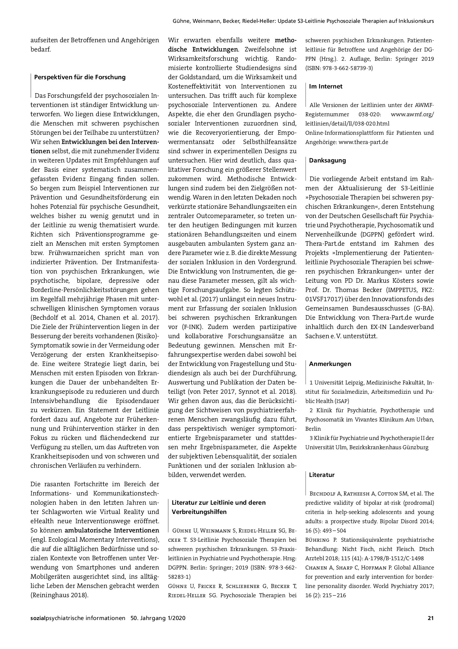 Vorschauseite 4: Update S3-Leitlinie psychosoziale Therapien auf Inklusionskurs