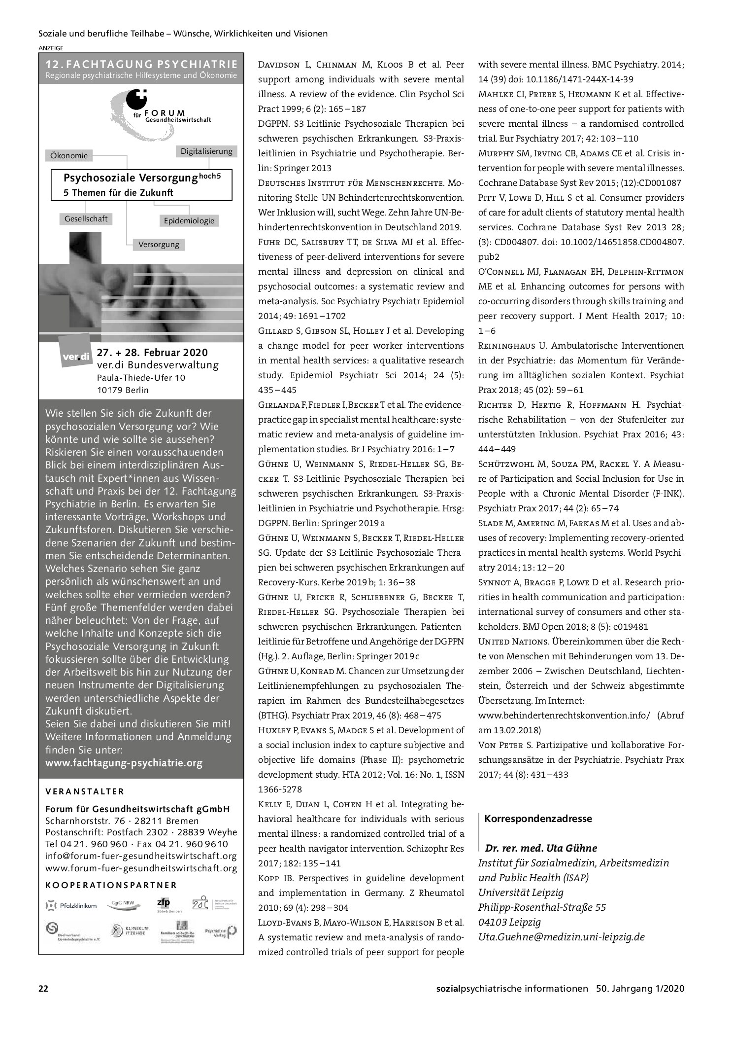 Vorschauseite 5: Update S3-Leitlinie psychosoziale Therapien auf Inklusionskurs