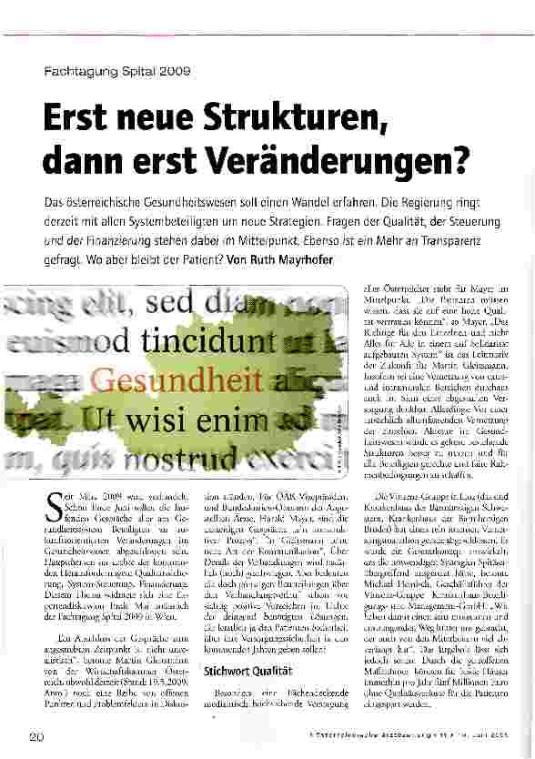 Vorschauseite 1: Erst neue Strukturen, dann erst Veränderungen?