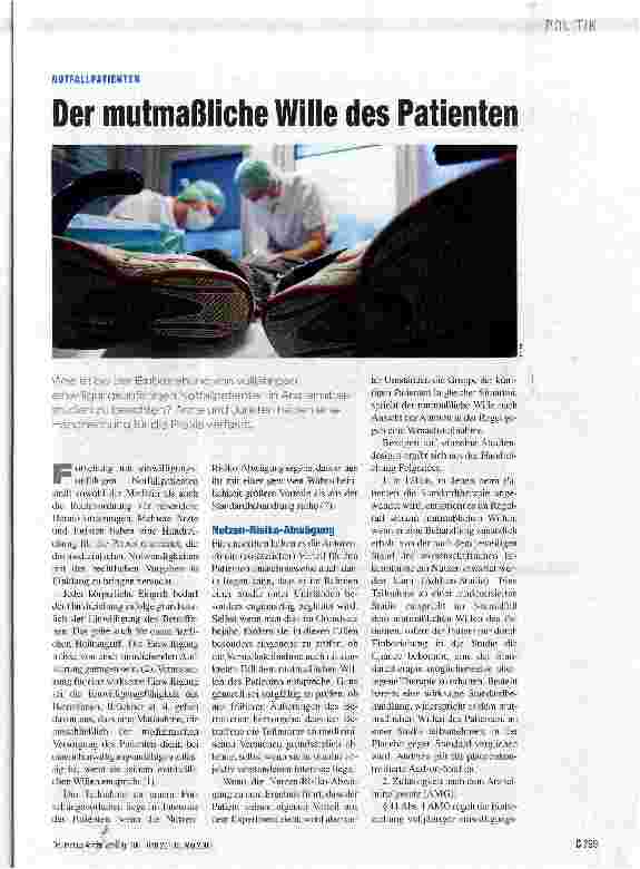 Vorschauseite 1: Der mutmaßliche Wille des Patienten