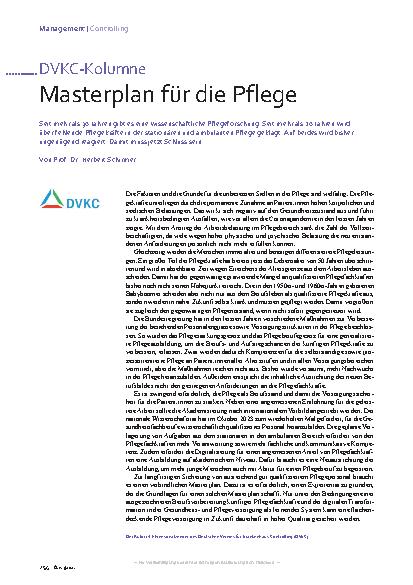 Vorschauseite 1: Masterplan für die Pflege