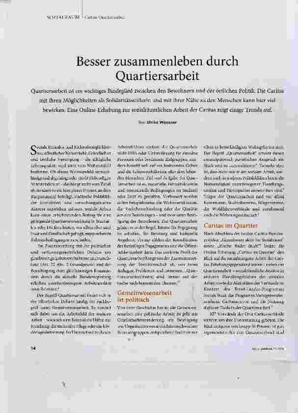 Vorschauseite 1: Besser Zusammenleben durch Quartiersarbeit
