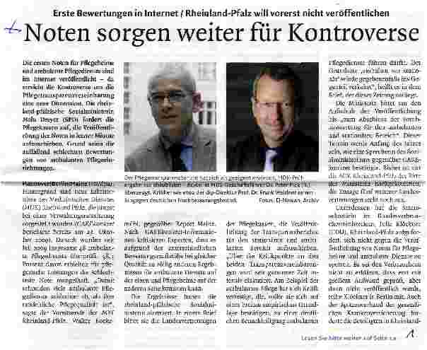 Vorschauseite 1: Noten sorgen weiter für Kontroverse