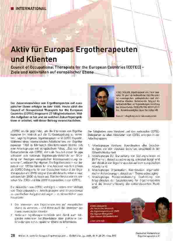 Vorschauseite 1: Aktiv für Europas Ergotherapeuten und Klienten