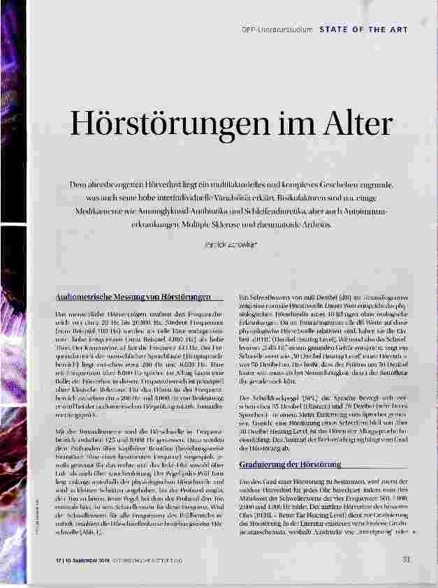 Vorschauseite 1: Hörstörungen im Alter