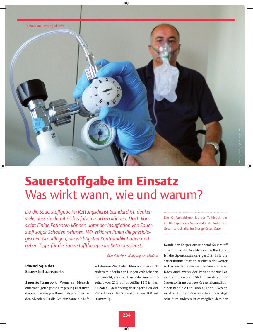 Vorschauseite 1: Sauerstoffgabe im Einsatz ? Was wirkt wann, wie und warum?