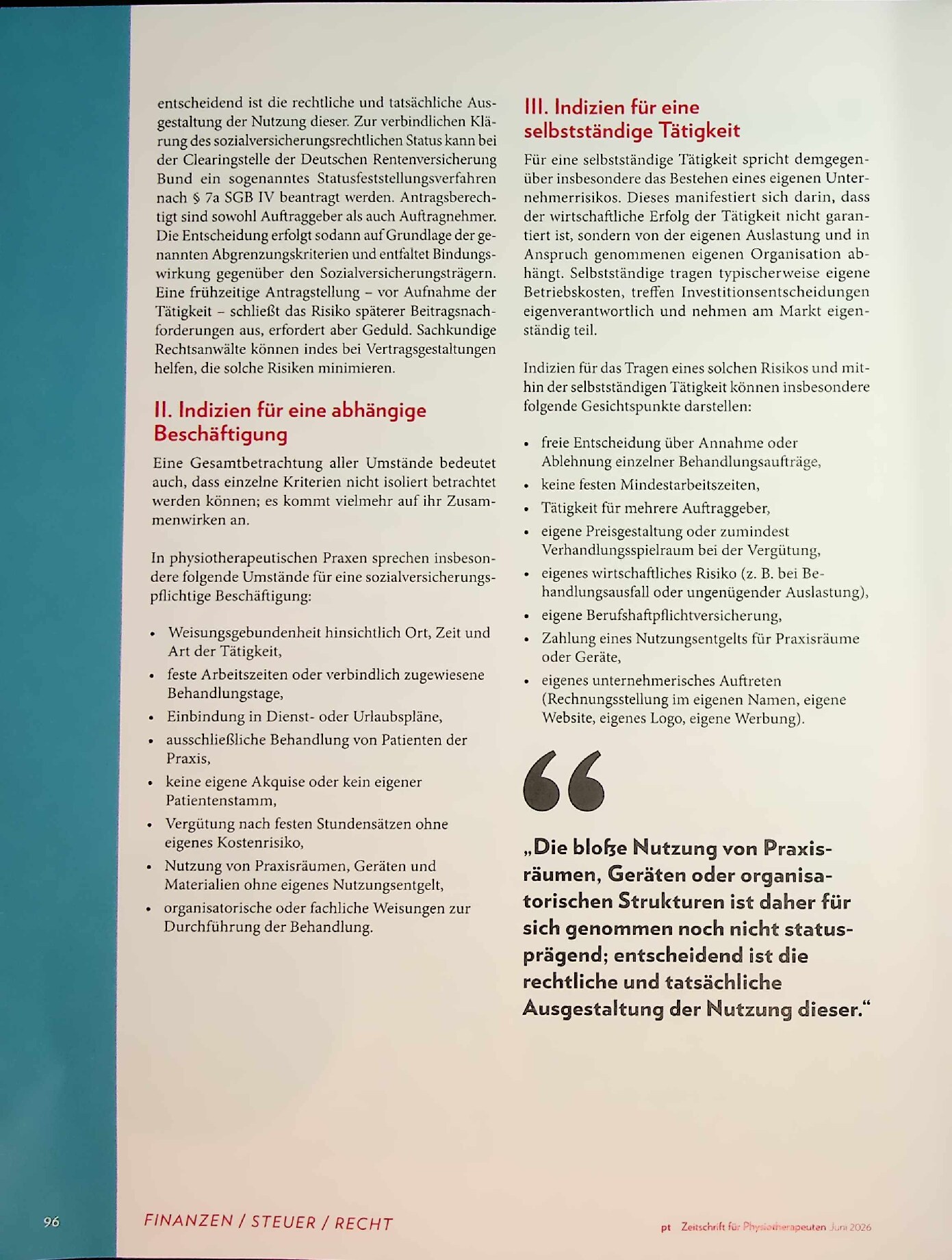 Vorschauseite 2: Betriebsprüfung?! Kein Problem! Wann ist der „freie Mitarbeiter“ wirklich selbstständig?
