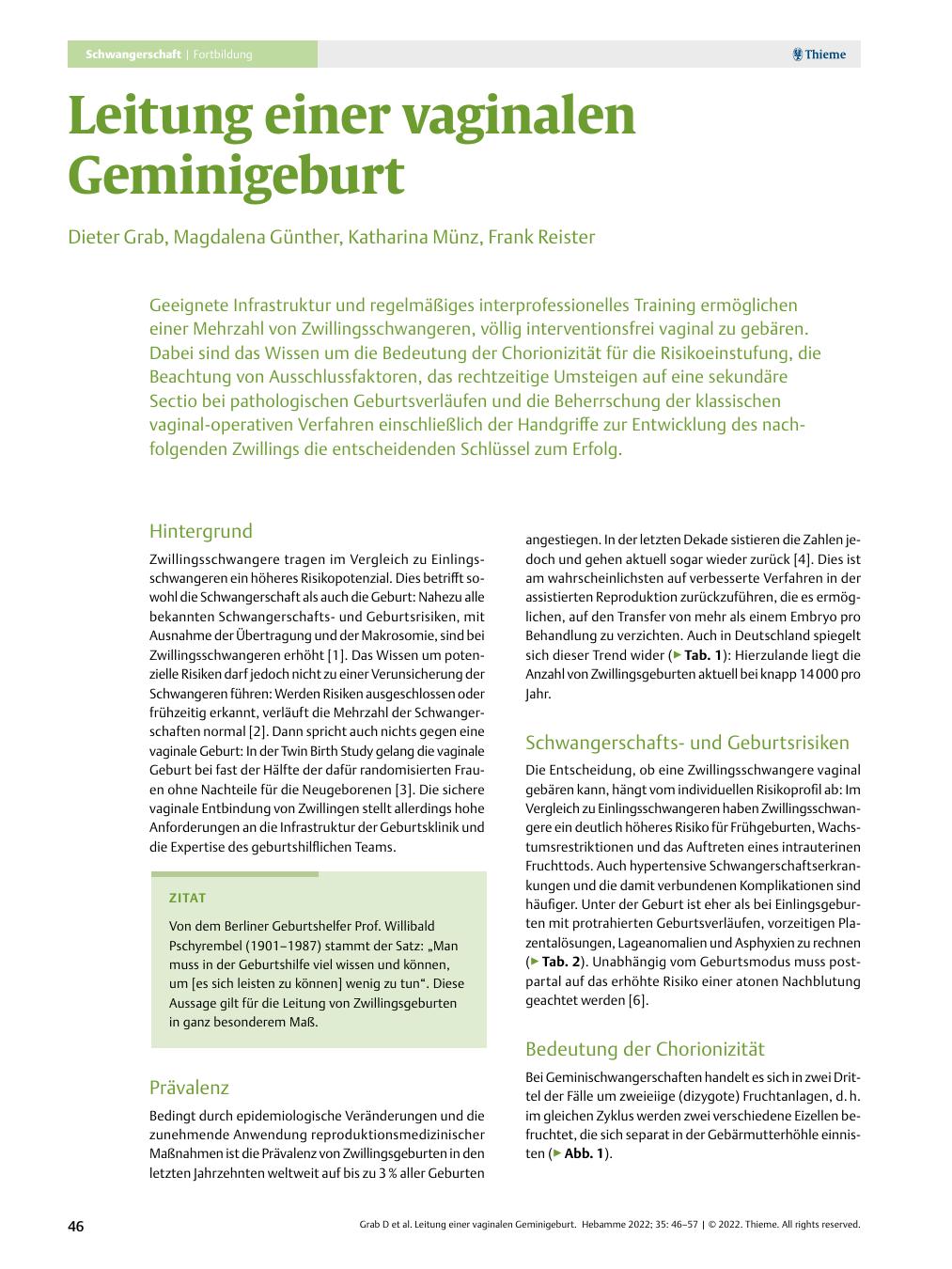 Vorschauseite 1: Leitung einer vaginalen Zwillingsgeburt