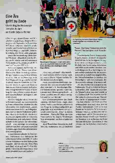 Vorschauseite 1: Erne Ära geht zu Ende Oberin Brigitte Wedemeyer übergibt ihr Amt an Oberin Tatjana Richter
