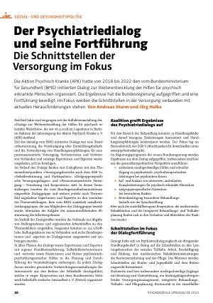 Vorschauseite 1: Der Psychiatriedialog und seine Fortführung Die Schnittstellen der Versorgung im Fokus