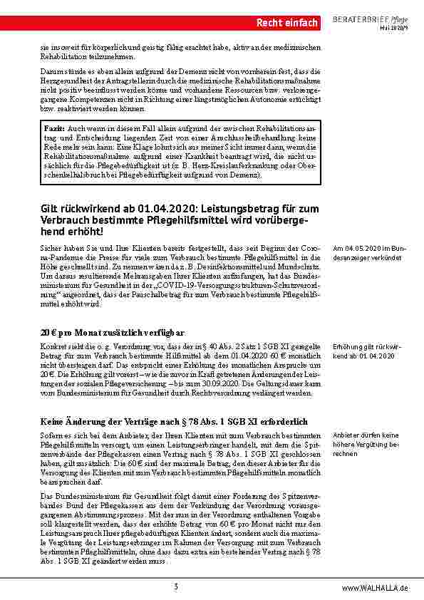 Vorschauseite 3: Landessozialgericht Sachsen-Anhalt: Anspruch auf stationäre Rehabilitation trotz demenzbedingter Pflegebedürftigkeit?