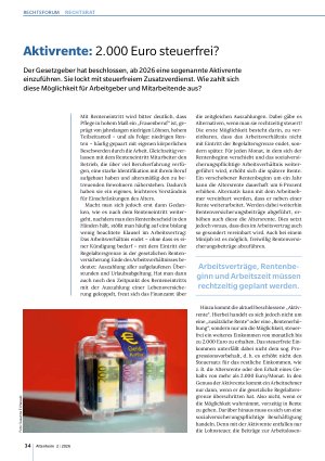 Vorschauseite 1: Aktivrente: 2. 000 Euro steuerfrei?
