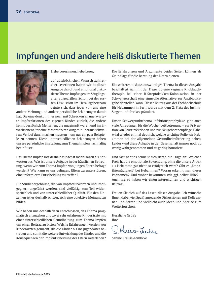 Vorschauseite 1: Impfungen und andere heiß diskutierte Themen
