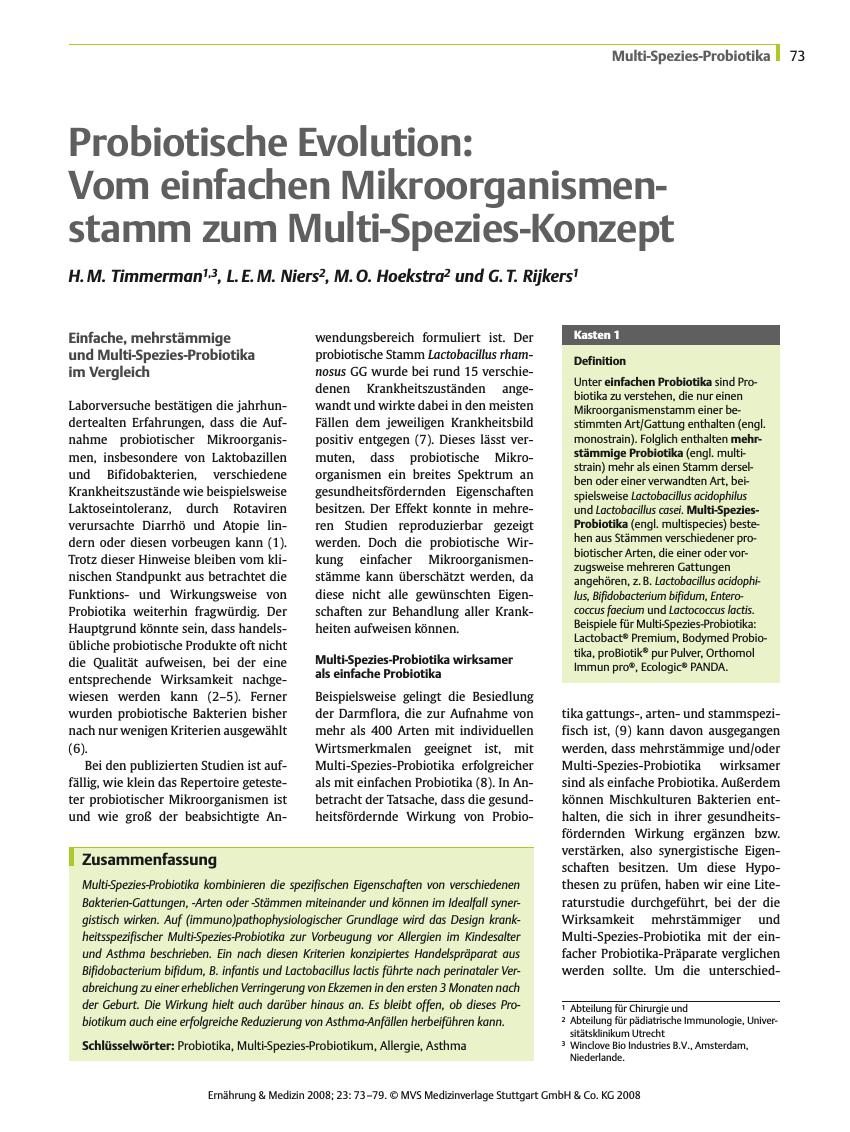 Vorschauseite 1: Probiotische Evolution: Vom einfachen Mikroorganismenstamm zum Multi-Spezies-Konzept