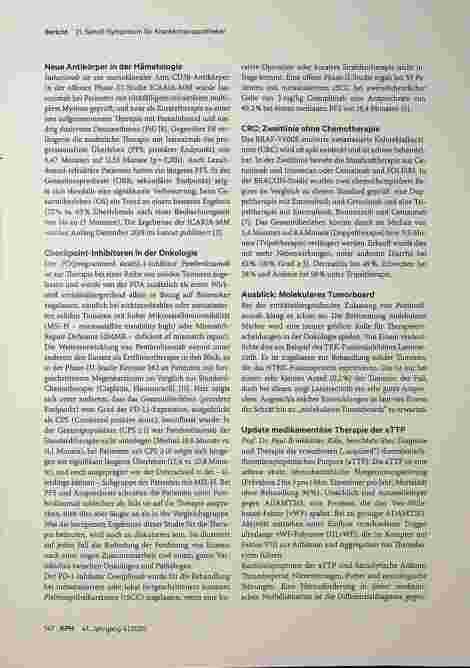 Vorschauseite 5: Von FMD bis aTTP: Bericht vom 21. Sanofi-Symposium für Krankenhausapotheker, Berlin, 9. November 2019