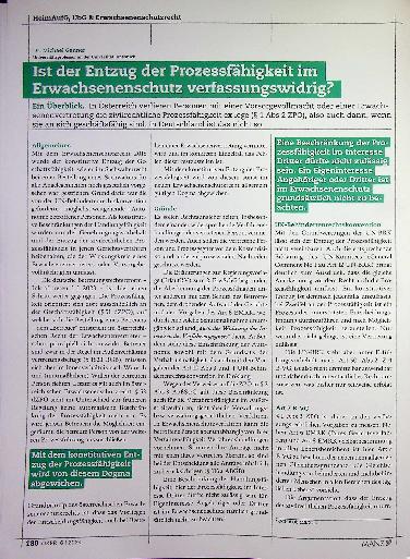 Vorschauseite 1: Ist der Entzug der Prozessfähigkeit im Erwachsenenschutz verfassungswidrig?