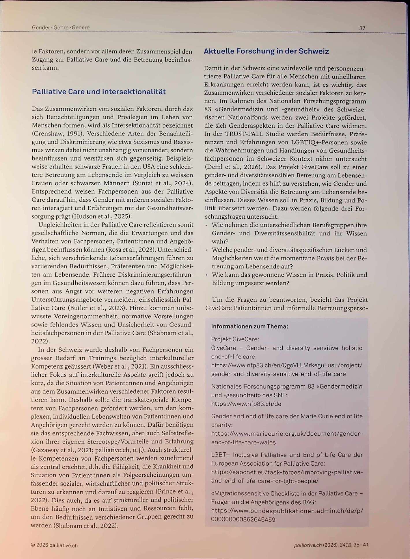 Vorschauseite 3: Gender- und diversitätssensible Palliative Care