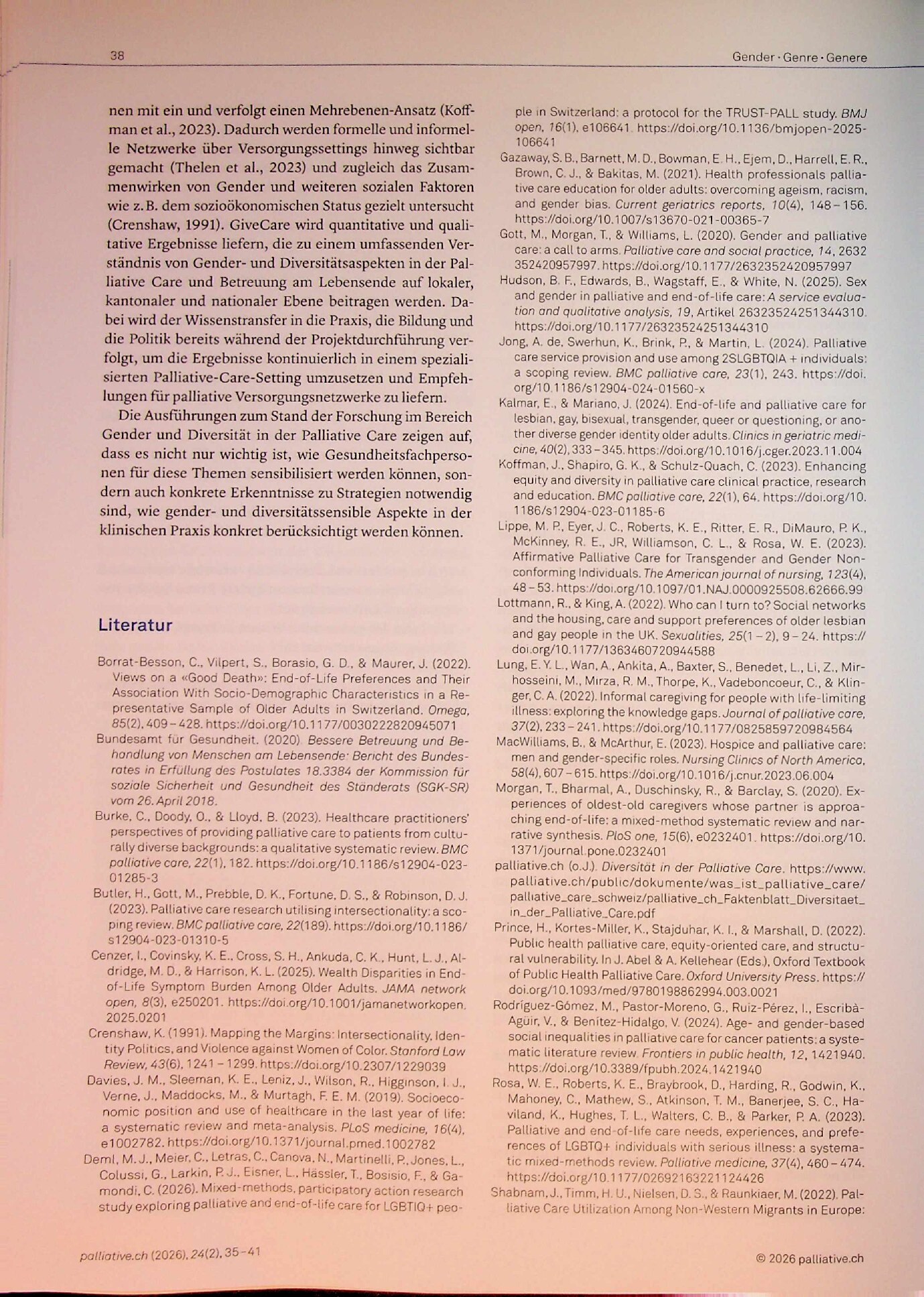 Vorschauseite 4: Gender- und diversitätssensible Palliative Care