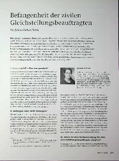 Vorschauseite 1: Befangenheit der zivilen Gleichstellungsbeauftragten