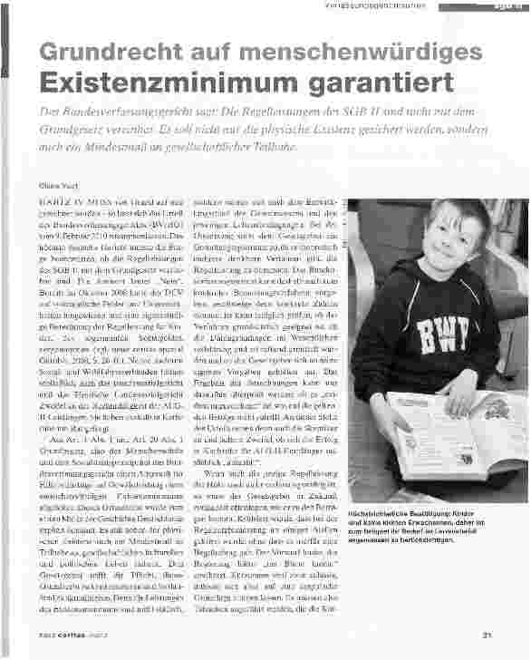 Vorschauseite 1: Grundrecht auf menschenwürdiges Existenzminimum garantiert
