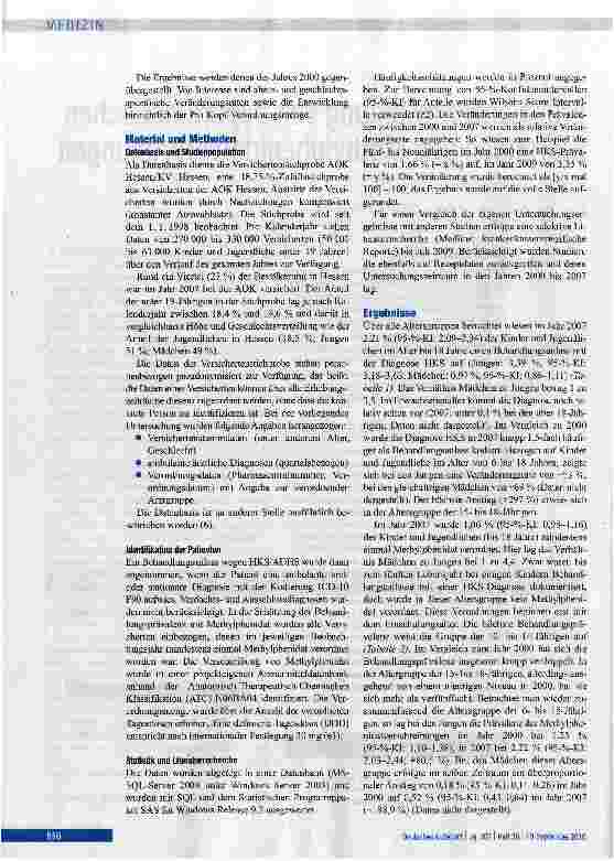 Vorschauseite 2: Prävalenzentwicklung vom hyperkinetischen Störungen und Methyphenidatverordnungen