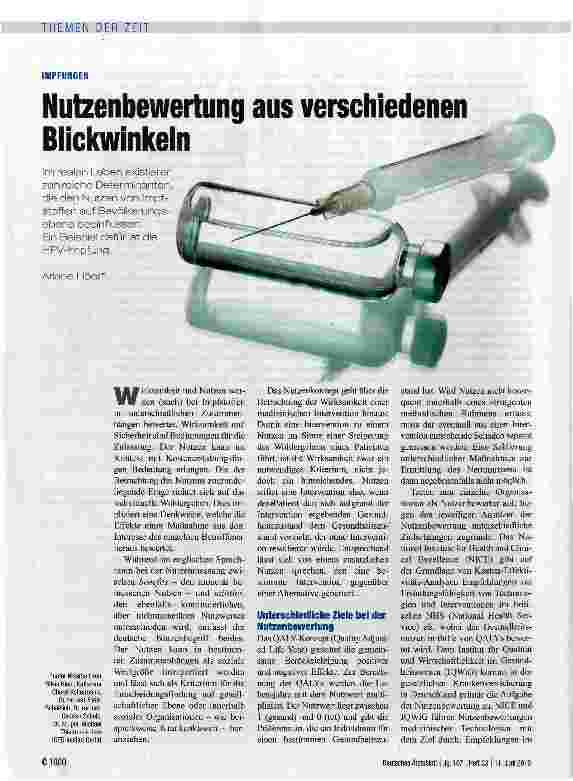 Vorschauseite 1: Nutzenbewertung aus verschiedenen Blickwinkeln