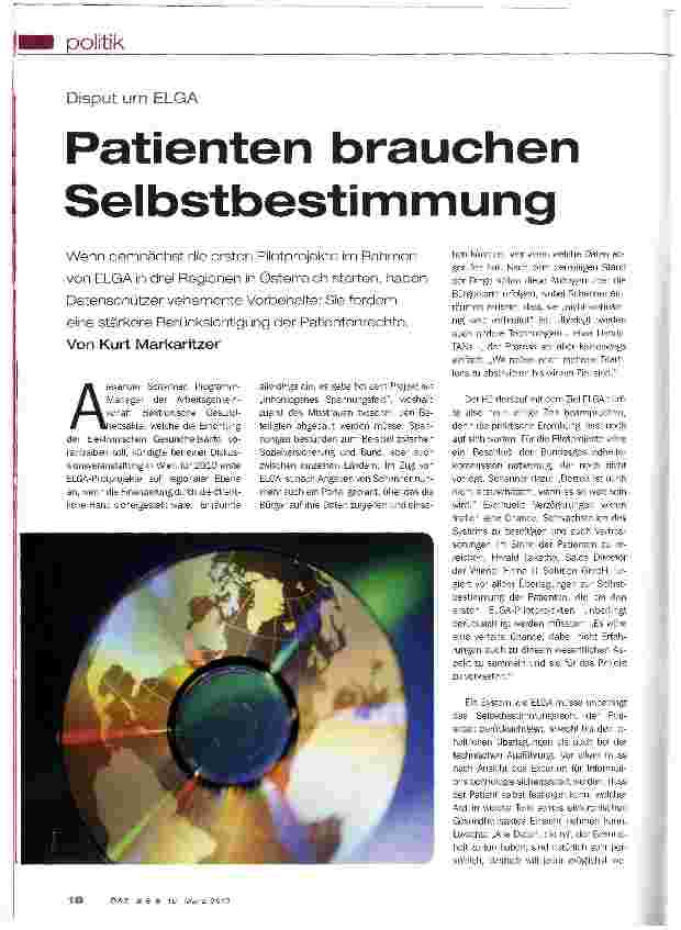 Vorschauseite 1: Patienten brauchen Selbstbestimmung