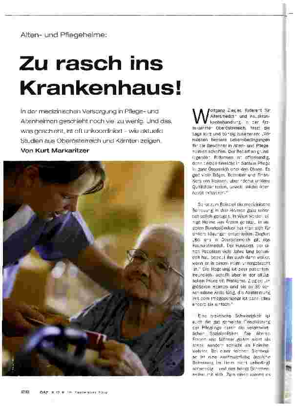 Vorschauseite 1: Zu rasch ins Krankenhaus!
