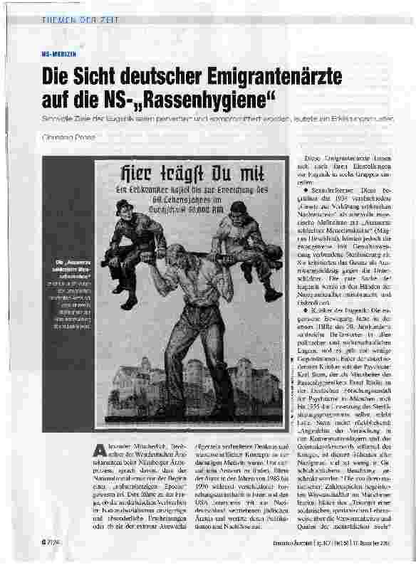 Vorschauseite 1: Die Sicht deutscher Emigrantenärzte auf die NS-„Rassenhygiene