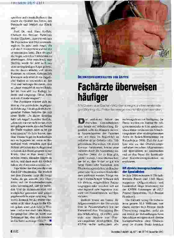 Vorschauseite 1: Fachärzte überweisen häufiger