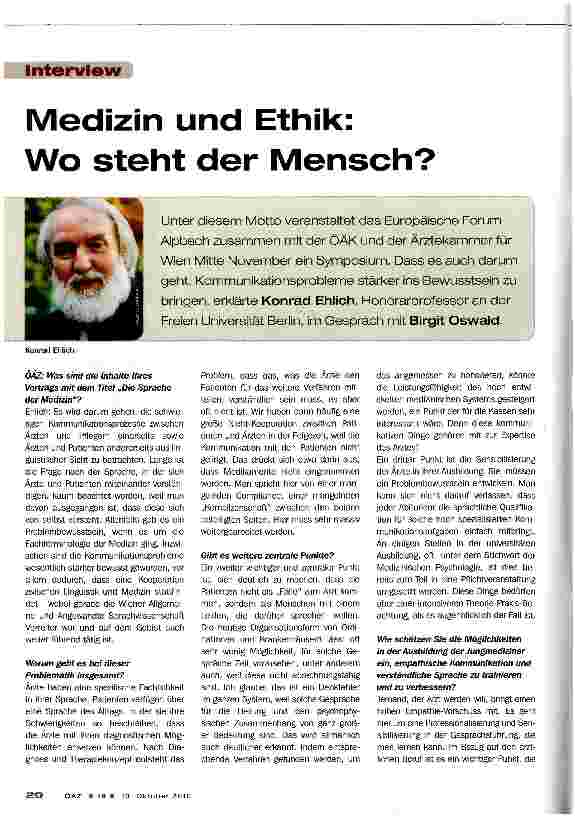 Vorschauseite 1: Medizin und Ethik: Wo steht der Mensch?