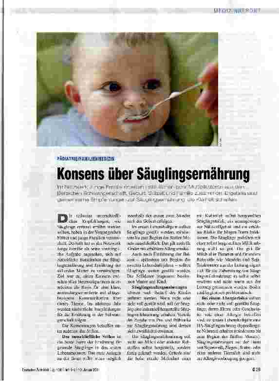 Vorschauseite 1: Konsens über SäuglingsernährungIm Netzwerk Junge FamiÜe arbeiten Institutionen oder Multiplikatoren aus den . Bereichen Schwangerschaft, Geburt, Stillzeit und Familie zusammen. Er…