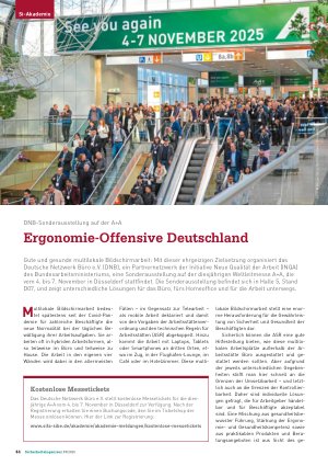 Vorschauseite 1: DNB-Sonderausstellung auf der A+A Ergonomie-Offensive Deutschland